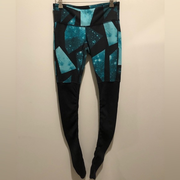 Alo Yoga Goddess Ribbed Ruched Geo Legging Island Green Space / Black Size XS - Picture 8 of 12